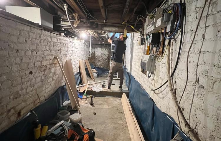 Cellar conversion construction stages in Clapham