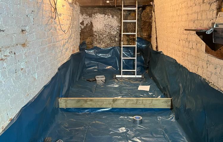 Cellar conversion construction stages in Clapham