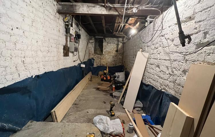 Cellar conversion construction stages in Clapham