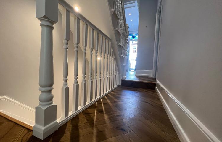 New wood flooring and refurbished hallway in Clapham