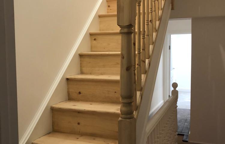 New staircase joinery in the three-storey home in Lewisham
