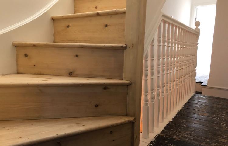 Timber staircase and bannister during renovation in Lewisham